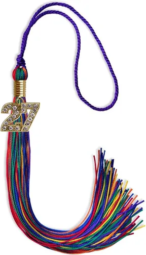 Vista 13 de Endea Graduation Borla de doble color con dije dorado (negro/oro brillante, 2022)