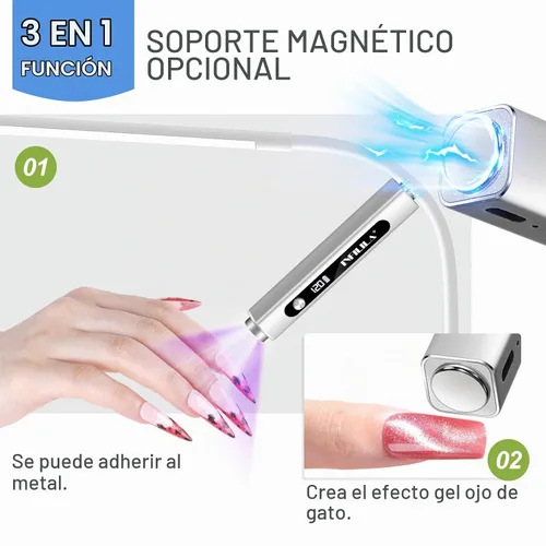 Vista 7 de NXJ INFILILA Luz UV de mano para uñas de gel, lámpara de uñas de curación Plateado