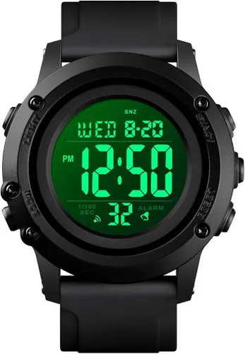Vista 2 de Reloj digital deportivo para hombre, esfera grande, impermeable, con cronómetro, alarma, luz LED trasera