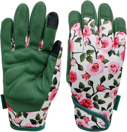 Vista 25 de Guantes de jardinería a prueba de espinas y resistentes a pinchazos con agarre, guante de jardín para mujer, regalos de cuero para trabajo