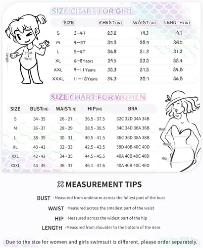 Vista 5 de Traje de baño a juego para mujeres y niñas traje de baño de manga larga de una pieza con protección UPF 50+ (por favor, pide por separado)