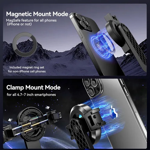 Vista 2 de Trípode magnético para teléfono de 54 pulgadas, trípode para selfie stick para iPhone Android MagSafe y cámara con control remoto recargable