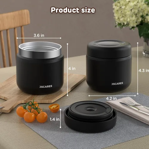 Vista 3 de JSCARES Frascos de Comida Aislados para Niños de 12oz para Comida Caliente, Frasco Térmico de Comida de Sopa de Boca Ancha Contenedor Térmico