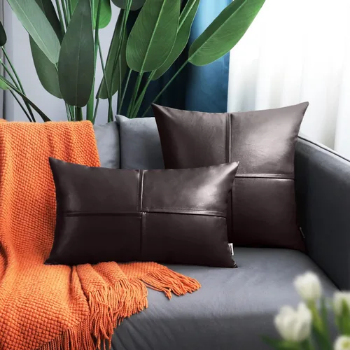 Vista 79 de BRAWARM Fundas de Almohada Decorativas de Cuero Sintético 12 X 20 Pulgadas, Fundas de Almohada Lumbar de Cuero Naranja Paquete de 2, Almohadas