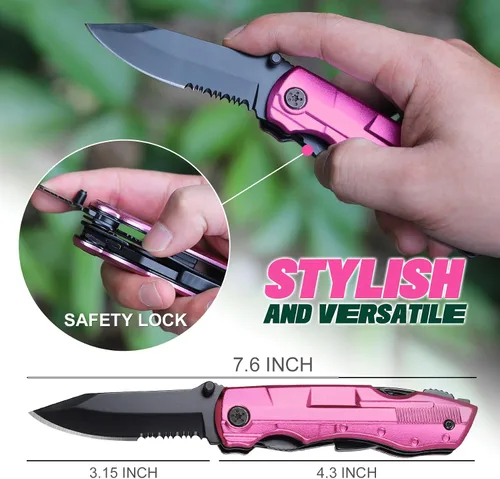 Vista 3 de Relleno de calcetines para mujeres - Regalos para mujeres esposa mamá hermana, Cuchillo multiherramienta Pin'k - Regalos para mujeres para Navidad