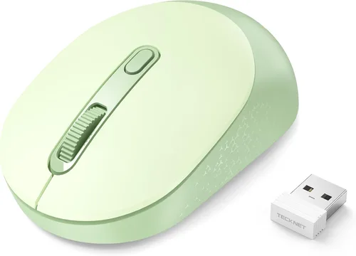 Vista 10 de TECKNET Ratón inalámbrico Bluetooth, receptor USB-A Bluetooth 5.0 y 2.4G, compacto y portátil, clic silencioso, diseño ergonómico simétrico, batería