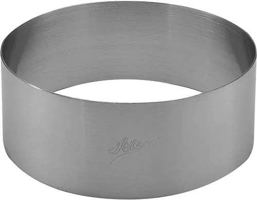 Vista 4 de Ateco Anillo redondo para pastel y molde de postre, suministro para hornear, 2.375 x 1.75 pulgadas de alto, plateado