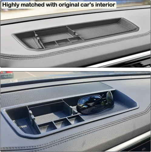 Vista 6 de HGWEI Organizador de Tablero Compatible con VW Atlas y Cross Sport 2018 2019 2020 2021 2022 2023 Accesorios, Bandeja de Consola Soporte de Montaje