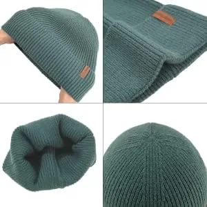 Vista 4 de POHLARS Gorro suave para uso diario para hombres y mujeres, gorro de punto cálido de invierno a rayas