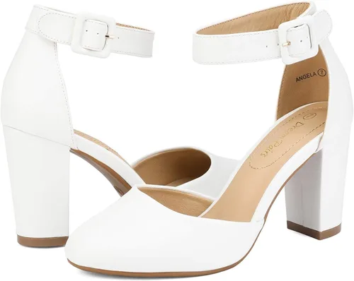 Vista 5 de DREAM PAIRS - Zapatos de tacón alto y grueso para mujer, con puntera cerrada para bodas