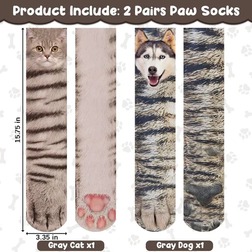 Vista 5 de Mczan Divertidos calcetines de pata de animal, calcetines de garra de perro, regalo de Navidad para adultos, hombres, mujeres y niños, relleno