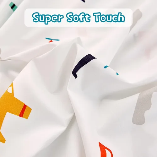 Vista 6 de JSD Airplane Juego de Sábanas para Niños Tamaño Twin, 3 Piezas de Microfibra Suave Impresa, Sábanas con Bolsillo Profundo