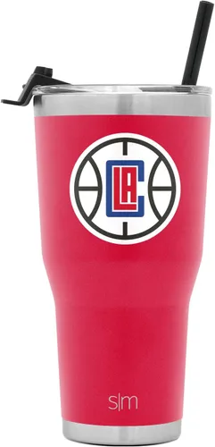 Vista 7 de Simple Modern Vaso con licencia oficial de la NBA con tapa abatible y popote aislado de acero inoxidable, colección Cruiser, 30 onzas