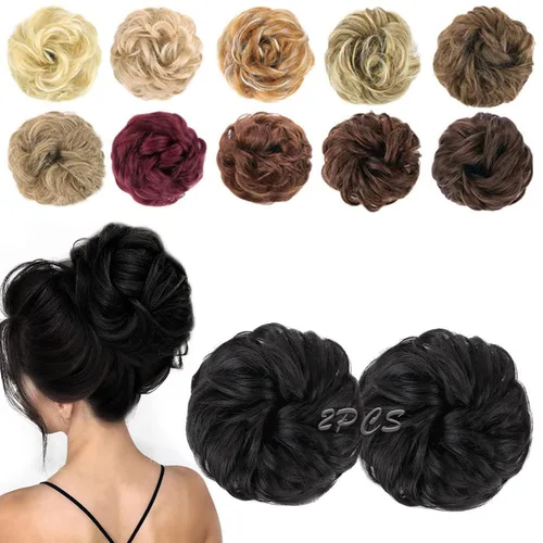 Vista 48 de MORICA Moño desordenado, extensiones de moño sintético para mujeres (rubio beige ceniza)