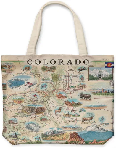 Vista 17 de Xplorer Maps Bolsa de lona con asas, bolsa de compras de comestibles de tela, bolsa reutilizable y ecológica, 100% algodón, lavable