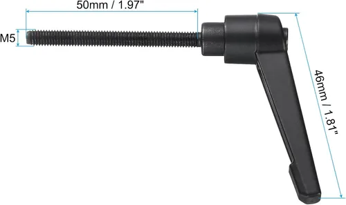 Vista 3 de uxcell 5 piezas de manija de palanca de sujeción ajustable M5 x 1.969 in de óxido negro métrico de acero al carbono macho roscado perillas de mano