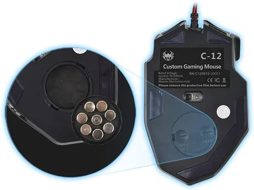 Vista 5 de Ratón para juegos C12 con 12 botones programables, ajuste de doble velocidad láser AFUNTA 8000DPI, compatible con interruptor de 4 niveles