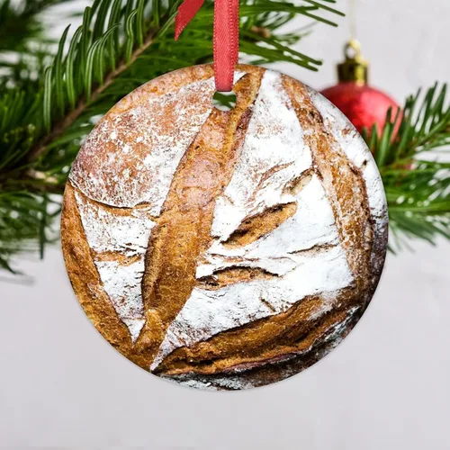 Vista 3 de Decoraciones navideñas de pan de masa madre para árbol, divertidos adornos de comida 2022, recuerdo conmemorativo colgante de vacaciones, regalos