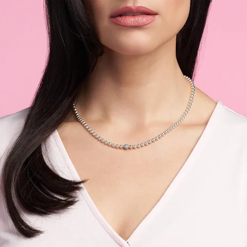 Vista 3 de Pandora Collar de cuentas y pavé Impresionante joyería para mujer Gran regalo para ella Plata de ley y circonita cúbica 17.7 pulgadas, Metal