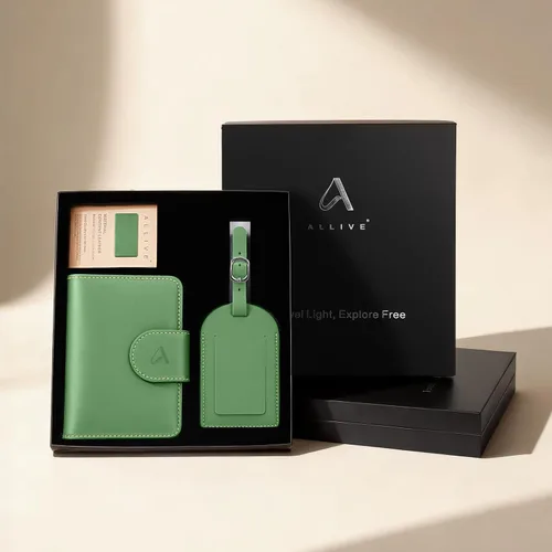 Vista 2 de ALLIVE Soporte para pasaporte para viajes, soporte para pasaporte Rfid para mujeres y hombres, funda de pasaporte de cuero genuino para viaje