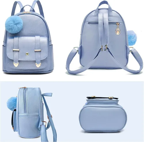 Vista 5 de Linda mochila pequeña para niñas, bolsas escolares de moda de piel sintética, mochila casual para adolescentes y mujeres, Lindo