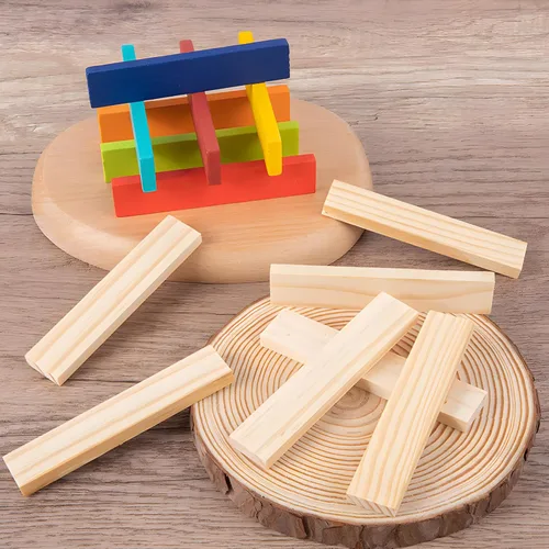 Vista 8 de Hayder Juego clásico de bloques de construcción de madera, 100 piezas