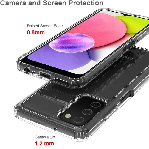 Vista 4 de Funda para Galaxy A03S Samsung A03S Funda Premium Clear Panel trasero + TPU Bumper Cover para Samsung Galaxy A03S versión de EE. UU. (YKL negro)