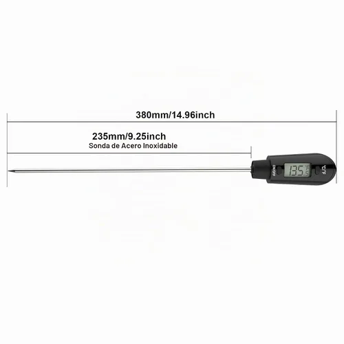 Vista 3 de Efeng Termómetro digital de caramelos, espátula, termómetro de carne con clip para olla y sonda de 9 pulgadas, termómetro digital de lectura Blanco