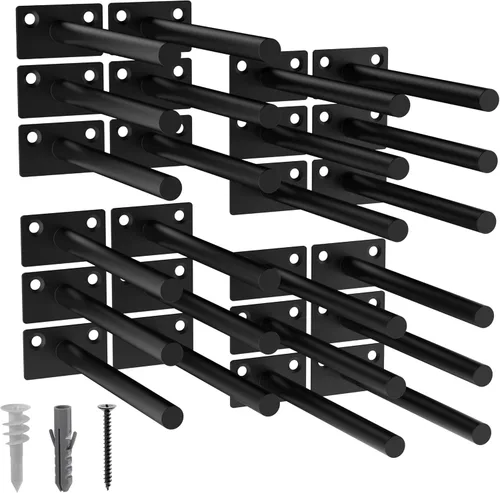 Vista 25 de 12-Pack 10 inch Floating Shelf Brackets, Hidden Shelf Bracket for Wood Negro-paquete de 12