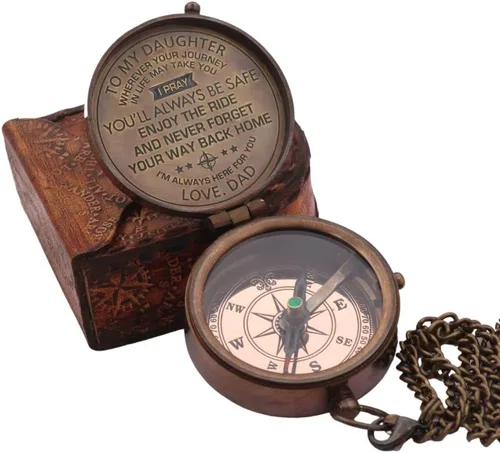 Vista 3 de Compass Gift for Mom/Dad, Vintage Engraved Pocket Compass Customized Gifts for Women/Men, Boy, Girl, Son, Daughter, Grandson & Granddaughter
