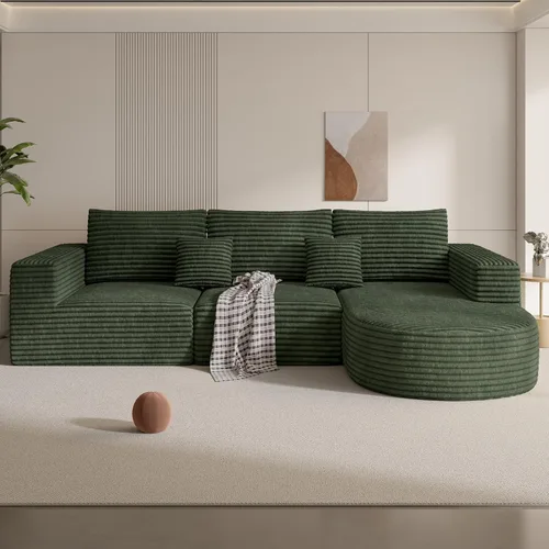 Vista 10 de Sofá modular modular de 110 pulgadas, sofás de nube para sala de estar, sofá en forma de L con asiento profundo, sofá deshuesado con diván, no Gris