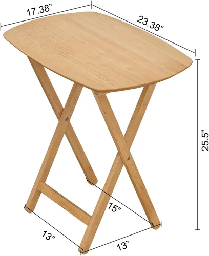 Vista 3 de eHemco Mesa plegable de madera dura de gran tamaño para la cena, comer, 25.5 pulgadas, natural