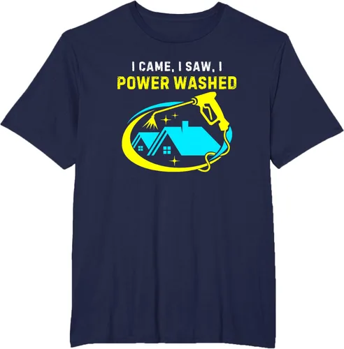 Vista 21 de Camiseta con texto en inglés "I Came, I Saw, I Power Washed Funny Power Washing", Negro