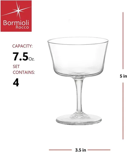 Vista 2 de Bormioli Rocco Bartender Novecento - Vasos de cóctel Fizz de 7.5 onzas, juego de 4, transparentes