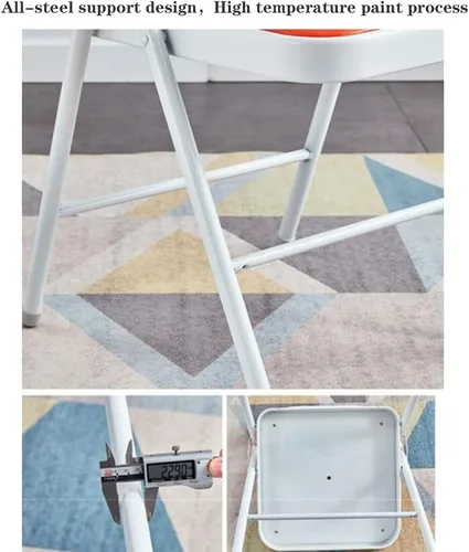 Vista 6 de Folding Chairs Silla de escritorio acolchada para muebles, silla de camping, silla de descanso plegable con marco de metal para sillas de oficina
