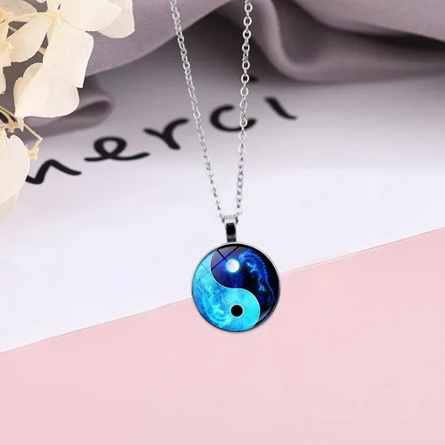 Vista 5 de Yin Yang - Collar con dije de filosofía china, símbolo taoísta, talismán, taichi, yoga, acero inoxidable, colgante de collar para mujeres y hombres