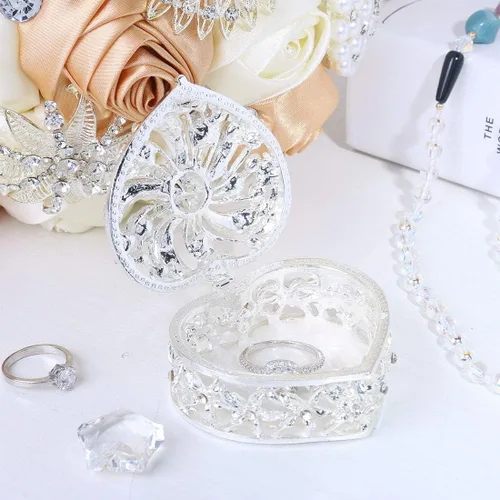 Vista 5 de YU FENG Bling Heart - Caja de joyería con bisagras coleccionables de cristal esmaltado con joyas
