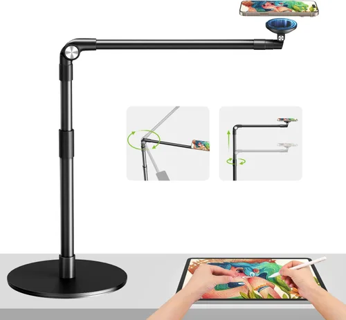 Vista 11 de elitehood Soporte de teléfono superior de aluminio resistente, soporte de iPhone de brazo largo de 15 pulgadas para grabación de video, soporte