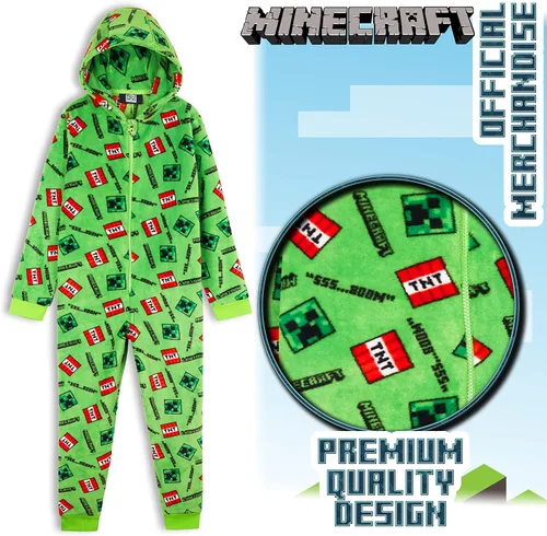 Vista 3 de Minecraft Pyjama For Boys, Kids Pyjamas All in One, Super Soft Hooded Pyjamas, Gifts For Gamers Boys Girls