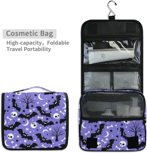 Vista 6 de MNSRUU Hanging Toiletry Bag Bats Satellites Skulls and Trees Travel Makeup bag for Toiletries Portable Travel Toiletry Organizer Cosmetic Bags with