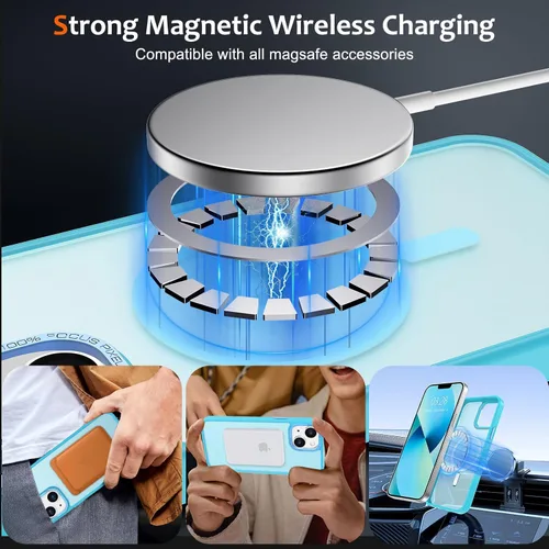 Vista 864 de Anuck - Funda magnética para iPhone 11 compatible con MagSafe, carcasa trasera mate translúcida dura, borde de TPU, delgada, resistente a impactos