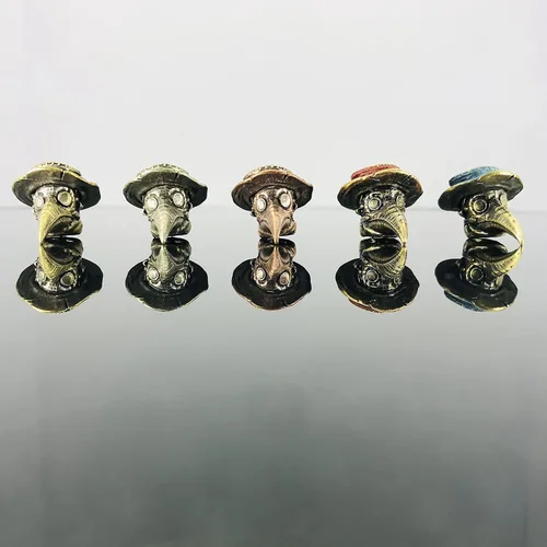 Vista 4 de Retro latón Plague Doctor edc perlas llavero DIY accesorios cuentas de paracord