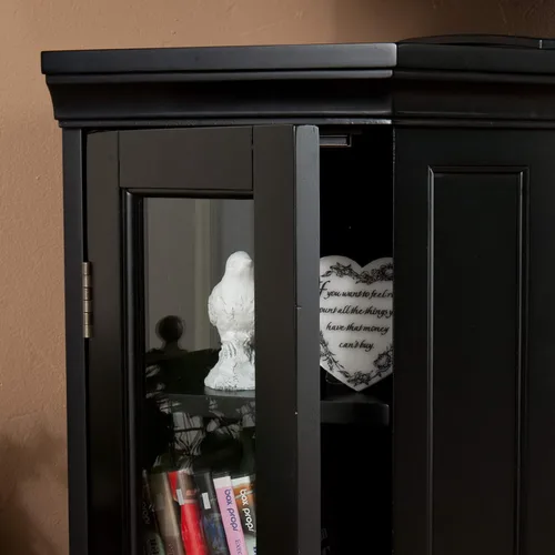 Vista 8 de SEI Furniture Claremont Corner - Chimenea eléctrica convertible con almacenamiento, color negro