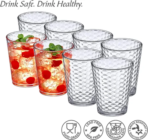 Vista 3 de Amazing Abby - Copo de nieve - Vasos de plástico de 16 onzas (juego de 8), vasos de plástico transparente reutilizables, apilables, sin BPA