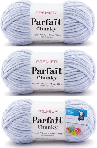 Vista 36 de Premier Yarns Parfait - Ovillo de felpilla grueso, 3.5 onzas, 6 unidades, peso súper voluminoso, paquete de 3 unidades con marcadores de puntada