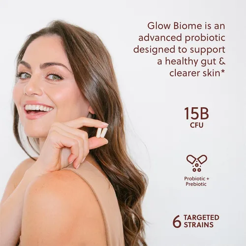 Vista 2 de Kuma Glow Biome - Probióticos transparentes para la piel + cápsulas prebióticas, 60 unidades.