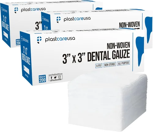 Vista 7 de 200 almohadillas de gasa de 3 x 3 – esponjas de gasa no tejidas suaves de 4 capas – Gasa dental no estéril y toallitas estéticas – Cuadrados de gasa