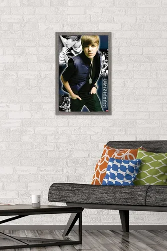 Vista 2 de Trends International Justin Bieber - Póster de pared genial, 14.725 x 22.375 pulgadas, versión enmarcada de madera de granero
