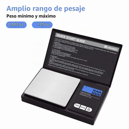 Vista 3 de UNIWIGH - Báscula digital de gramos, báscula de peso gramo y onzas, mini báscula electrónica de bolsillo inteligente Báscula electrónica