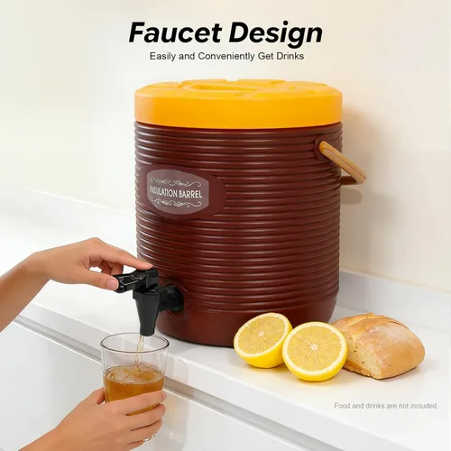 Vista 6 de Dispensador aislado de bebidas de acero inoxidable de 13 litros/3.4 galones, dispensador de bebidas frías y calientes con mango y grifo, dispensador
